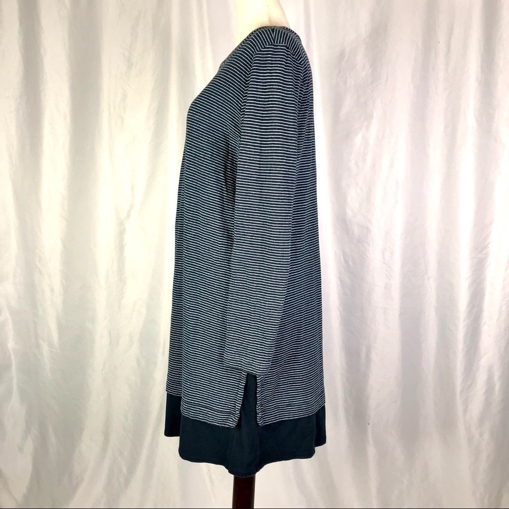 J. Jill t-shirt dress long sleeves double hem navy sky blue stripes L - Picture 5 of 9